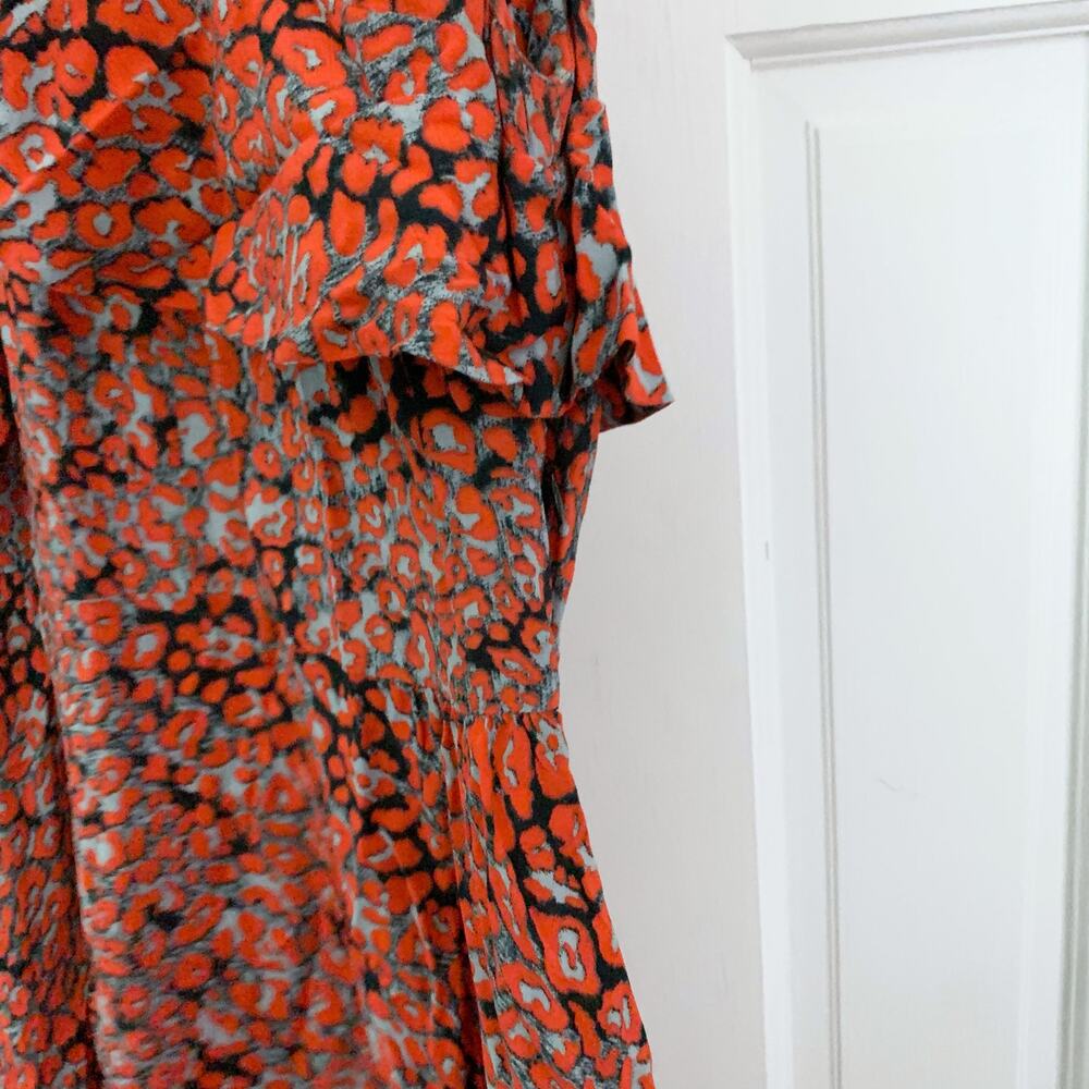 Maje Ruffled Leopard-print Crepe Midi Dress In Multi - Picture 6 of 15